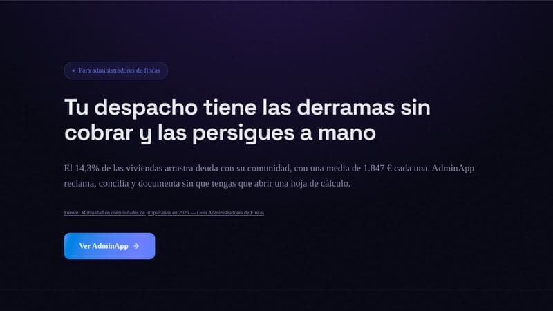 Captura de AdminApp Maestro, panel de administración para gestoras de comunidades